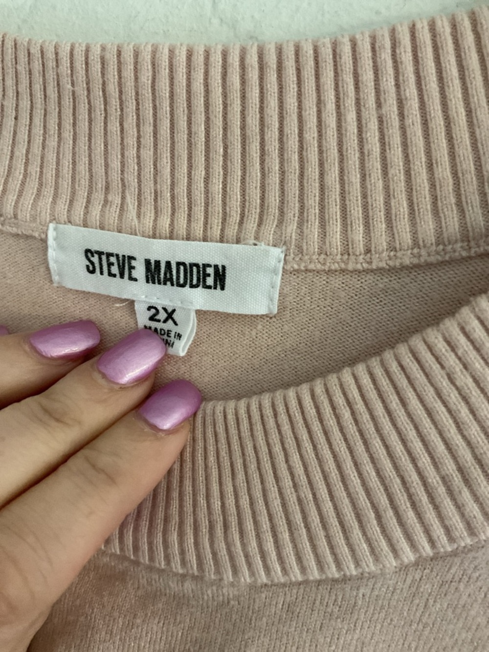 Steve Madden Puff Sleeve Knit Top, Size 2X, Blush Pink - Picture 6 of 8